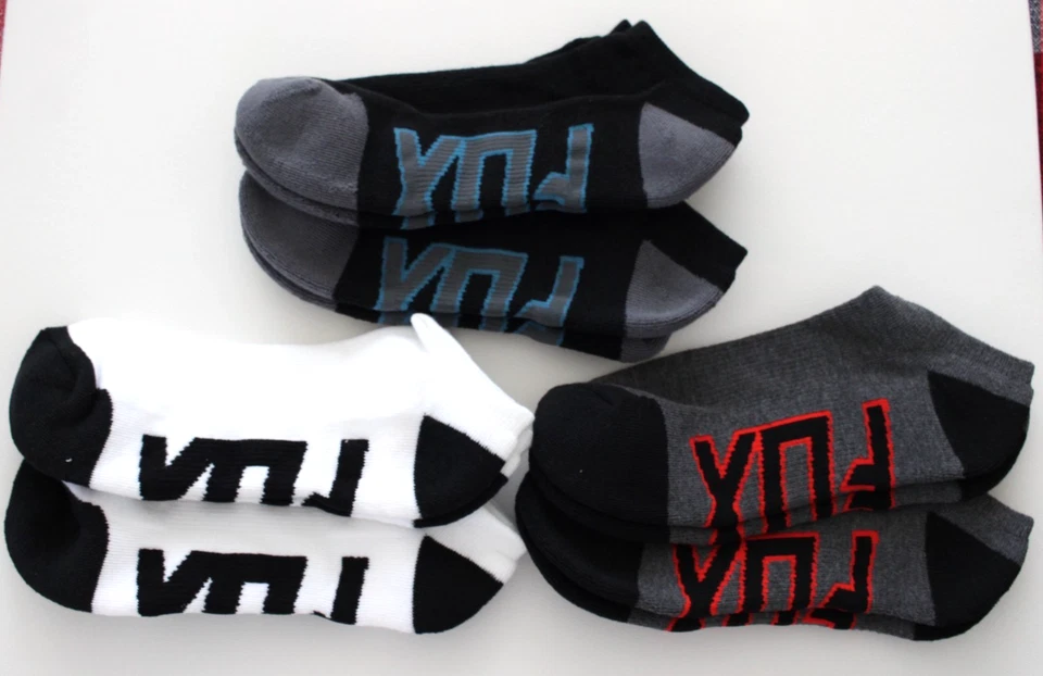 Paquete de 6 calcetines Fox Racing No Show para hombre S/M negro/gris jaspeado/rojo Foto 3 de 4