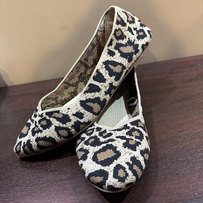 Skechers Cleo Claw-Some Ballet Flats Leopard Knit Womens Size 10 Slip On Shoes