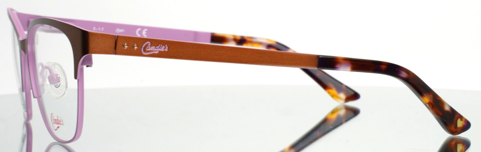 CANDIES CA0147 047 Brown Purple Womens Semi Cat Eye Eyeglasses 52-16-135 B:38