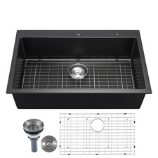 33 inch Granite Kitchen Sink Top Mount Single Bowl Drop-In Basin for RV Bar