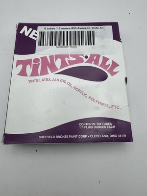 #ad TINTS ALL PAINT COLORANT 1.5OZ USE IN LATEX OIL LOT OF 6 TUBES AVOCADO #33 $15.95