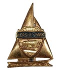 Vintage Late 1930s Hershey Park Brass Sailboat Souvenir Pin C Clasp Pool Shield — photo 2