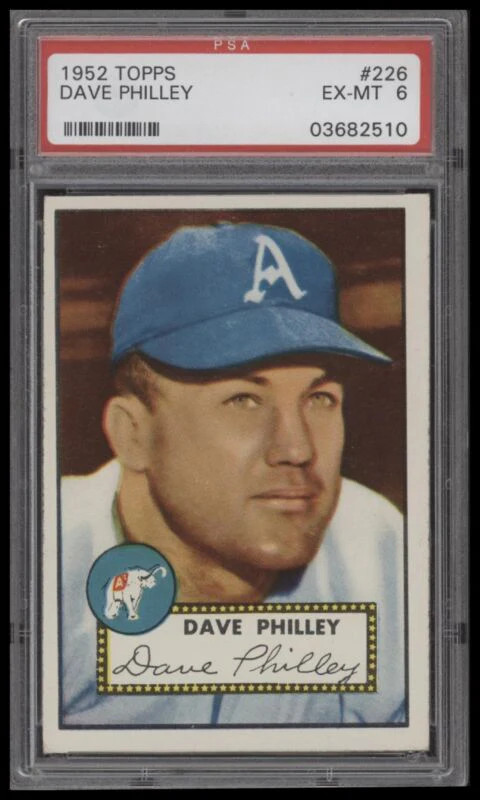 1952 TOPPS DAVE PHILLEY 226 EXMT PSA 6 BASEBALL PHILADELPHIA ATHLETICS