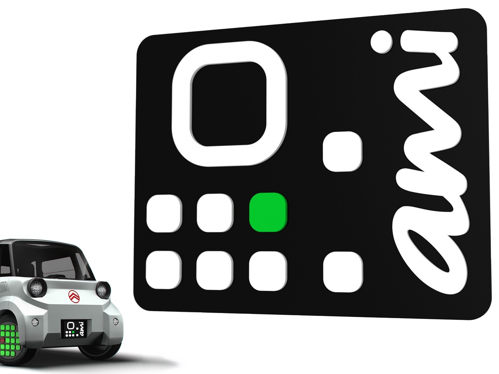Targa Anteriore Ami 2025 Logo Frontale Nero Verde Adesiva- Accessori Citroën AMI