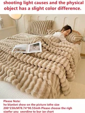 1pc Solid Striped Soft Warm Plush Blanket, Multipurpose Throw Blanket, Suitable