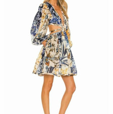 Zimmermann Aliane Cut Out Mini Dress AU1 AU10 UK10 US6 FR38 IT42 Patchwork Blue