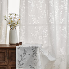 Lohut White Boho Sheer Curtain 63 Inch Length For Living Room Home Decoration