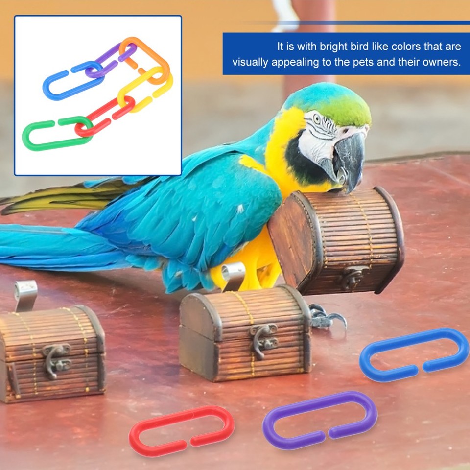 100 Pcs Small Link Chain Cage Clips African Gray Parrot Toys Bird ...