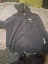 Mens Puma Logo Full Zip Sweatshirt Black Jacket L