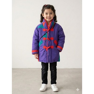 C'est Donc Vintage Girls Purple Colorblock Toggle Winter Coat Parka 4T Retro