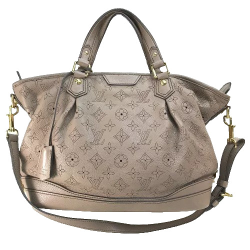 Louis Vuitton Stella PM Mahina Leather Beige Tote Shoulder Bag Auth France