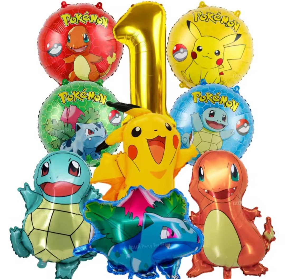 Set Kit Compleanno Di 9 Palloncini Pokemon Con Numero A Scelta Feste Bimbi Regal