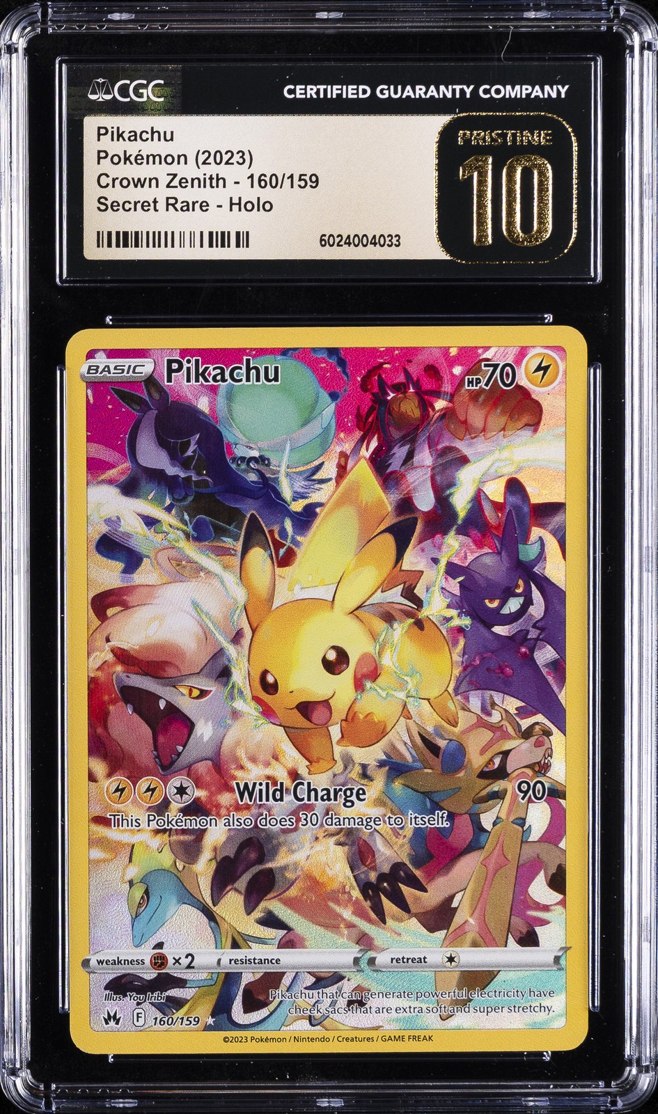 2023 POKEMON CROWN ZENITH SECRET RARE #160 PIKACHU CGC 10 PRISTINE