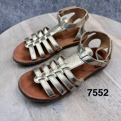 Garnet Hill Kids Gold Metallic Leather Gladiator Sandals Made in Italy Size 35