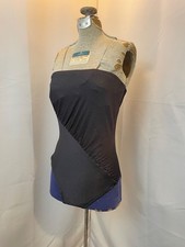 Vintage Catalina Swim Wear Bathing Suit Pinup 1970s Black strapless stripe 10 S