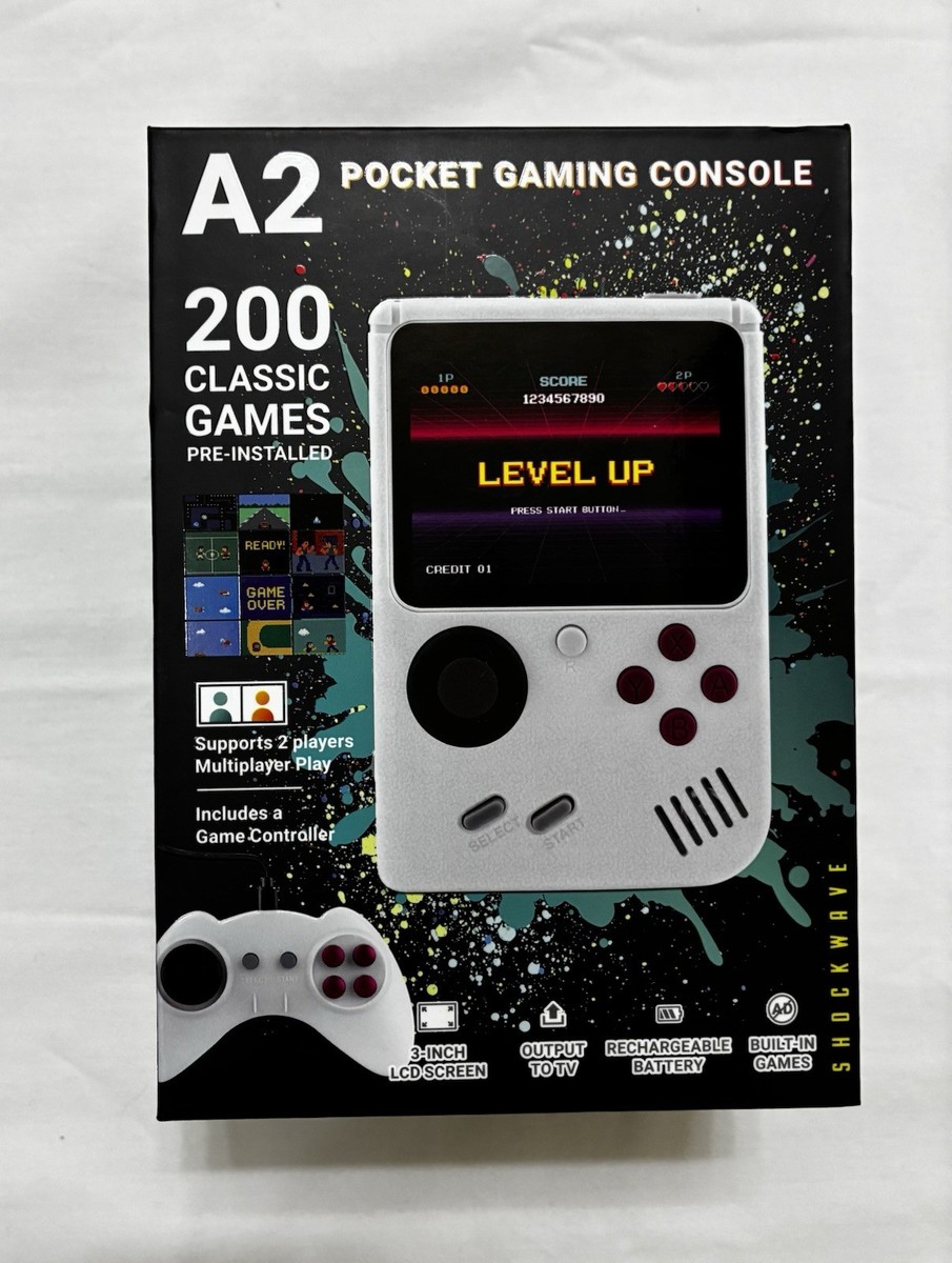 Shockwave A2 Pocket Gaming Console 200 Games, Rechargeable, TV