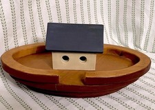 VTG Handmade Rustic Americana Solid Wooden Noah's Ark Decorative Piece