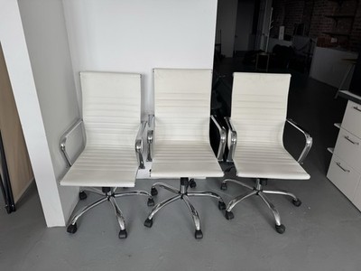 Eames Style Executive Conference Chair in White - Set of 3