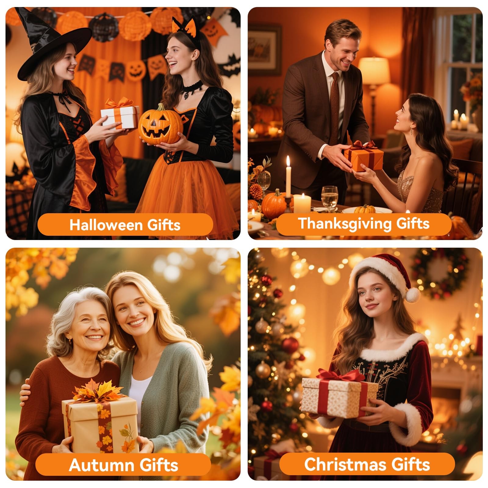 Flameless Candles Lights, Set of 3 Orange Flickering LED Candles with Remote ...