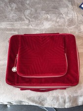 Estee Lauder Train Case Bag 2023 Limited Edition Red Velvet with Handle