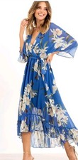 Yumi Kimono Style Urban Blue Floral  Dress Size 18 