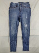 Seven 7 Jeans Women's 10 Tummyless High Rise Skinny Distressed Denim Blue