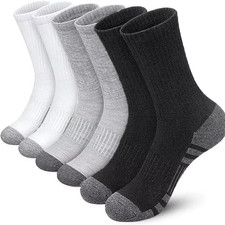 Mens Sports Socks 6 Pairs Cotton Rich Cushioned Everyday Crew Socks UK Size 5-12