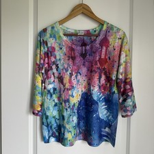 Et' Lois Women's Top SZ M Abstract Art to Wear 3/4 Sleeve Artsy Made in USA