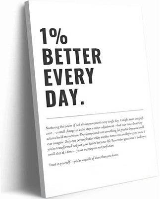 1% Better Every Day Framed Canvas Wall Art Modern Quote Decor 12x16in canvas