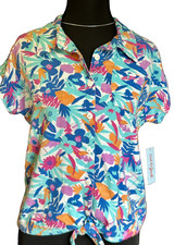 Cat Jack Youth Tropical Floral Short-Sleeve Button-Down Shirt NWT XL 14