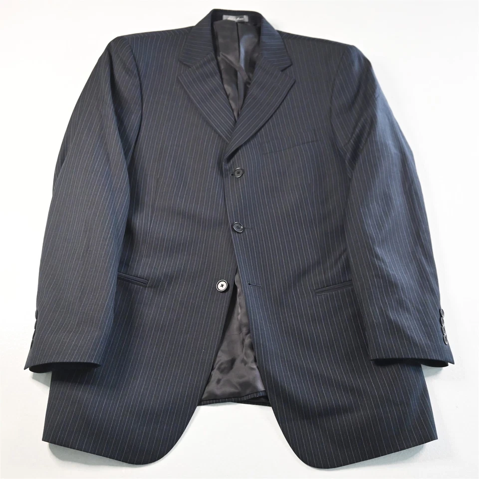 Oscar 42R 36x32 Azul Marino 100% Lana Rayas Hombres Chaqueta Pantalones Traje Foto 2 de 4