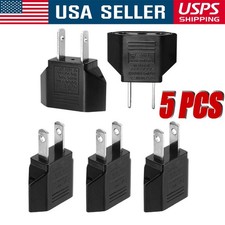 5pcs EU Euro Europe to US USA Power Jack Wall Plug Converter Travel Adapter