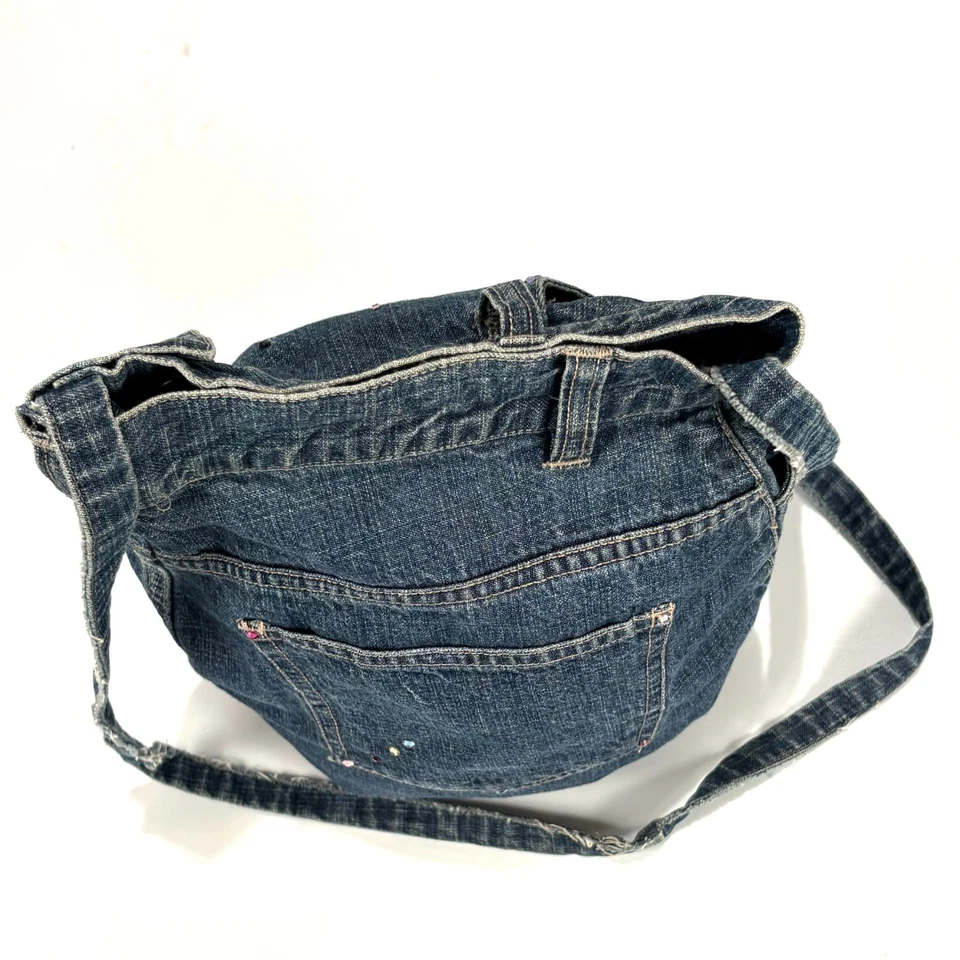 De Colección Denim Bolso de Mano Bolso Bordado Bolso de Hombro Jean Cartera BOHO HIPPIE Hecho a Mano Foto 4 de 4