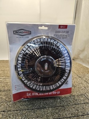 RoadPro RP-1137 12-Volt 6'' Oscillating Fan Quick Clip Multi-Mount 9' Power Cord