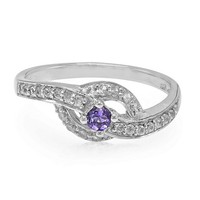 Cavill Damen Ring Iolith 0,07Ct Zirkon Pavé 925 Sterlingsilber Lila