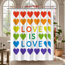 Colorful Love Hearts Shower Curtain - Vibrant Bathroom Decor