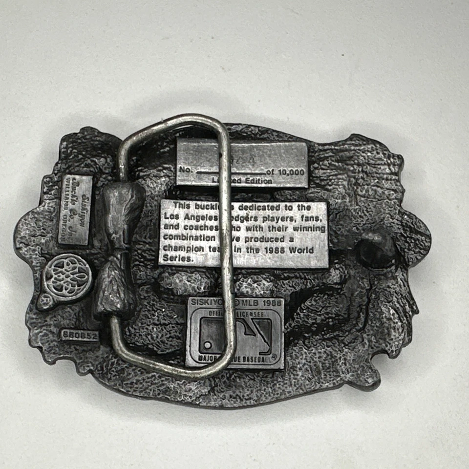 1988 Los Angeles Dodgers OFICIAL 10k Hebilla de Cinturón Campeones del Mundo Día Inaugural Foto 2 de 3