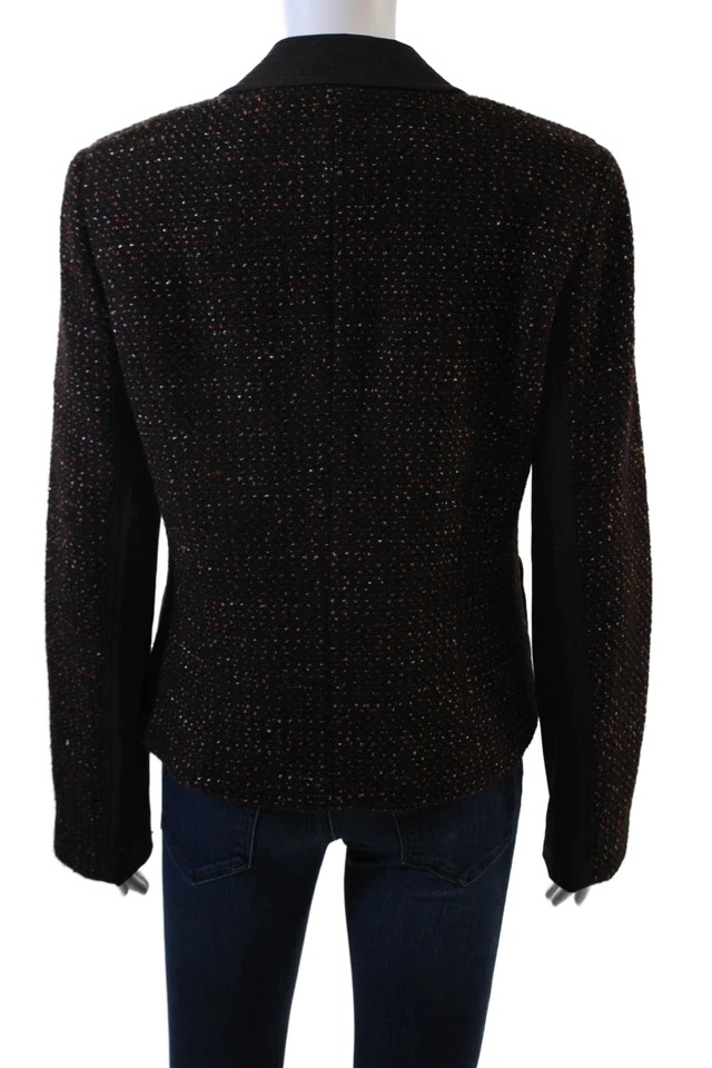 Blazer Yansi Fugel Mujer Lana Tejido Estampado Manga Larga Un Botón Marrón Talla 8 Foto 4 de 4