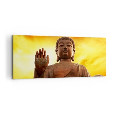 Cuadro Sobre Lienzo 100x40cm Cuadros Pared Buda piedra puesta de sol Wall Art - Imagen 1 de 4