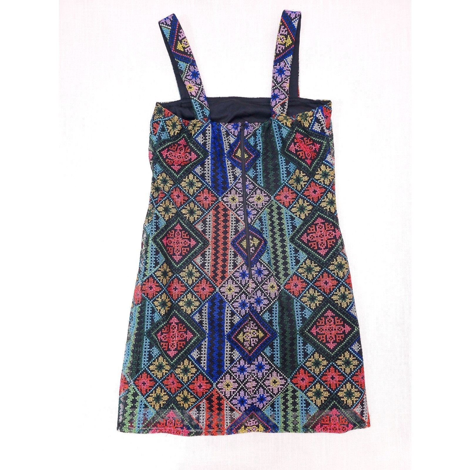 Fate Needlepoint Geometric Patchwork Mini Dress S… - image 2