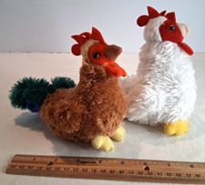 Aurora Colorful White Rooster Hen Chicken Plush Stuffed Toy Small 6 inch