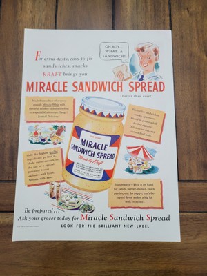 1941 Kraft Miracle Sandwich Spread, American Meat Institute Vintage Print Ads