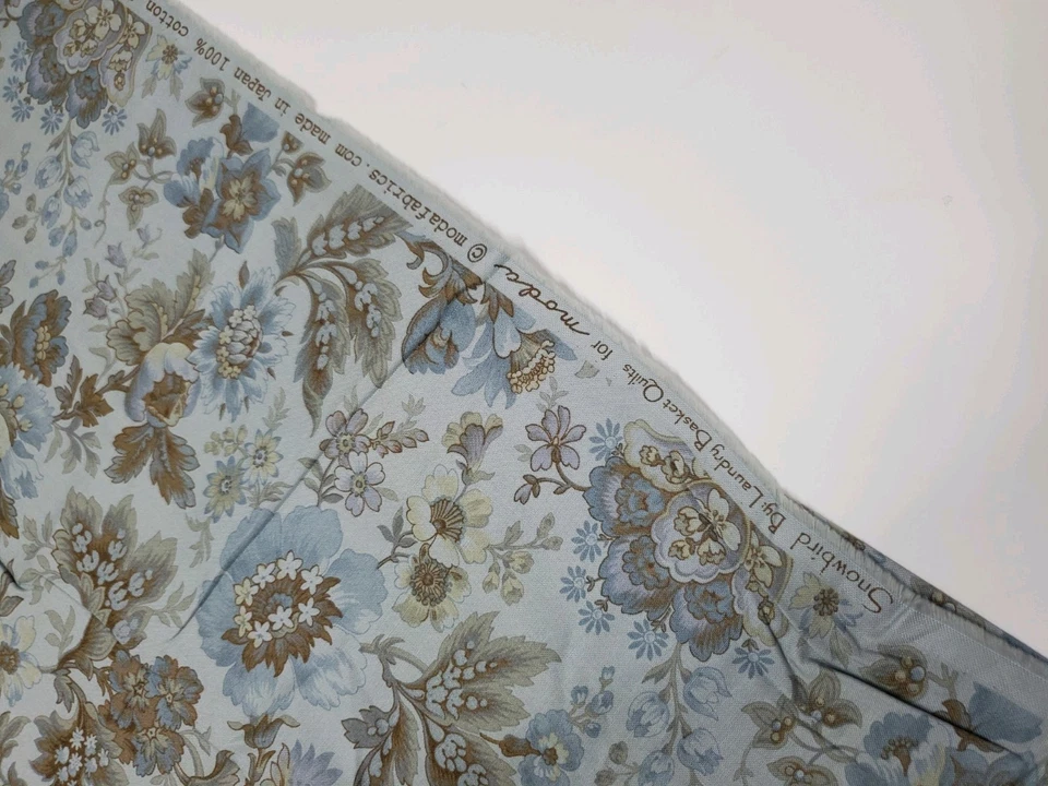 Cesta de lavandería edredones tela pájaro de nieve floral azul moda coser edredón media yarda Foto 3 de 3
