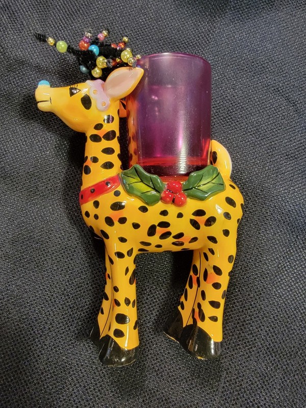 Leapard Print Reindeer Candle Votive By Babs