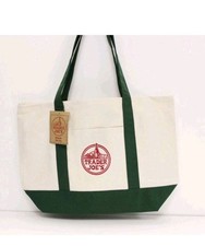  Set of 3 Trader Joe's Large Canvas Tote Reusable Bag 20x14x6" Green/White NEW