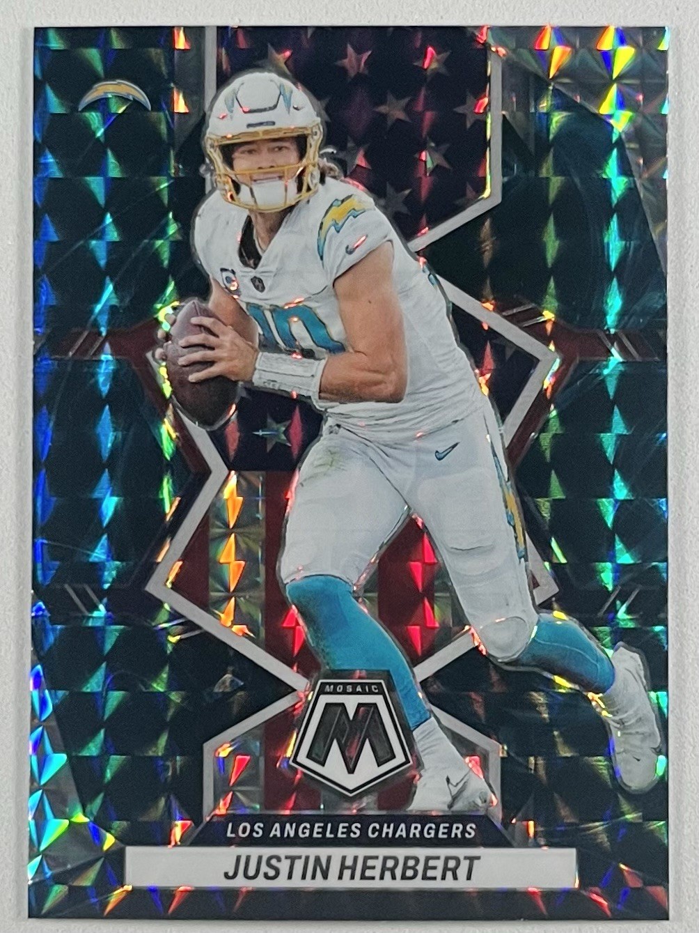 Justin Herbert 2022 Panini Mosaic National Pride Genesis CASE HIT - Chargers