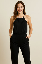 White House Black Market Black Halter Jumpsuit Size 4