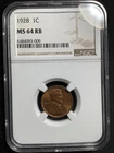 Beautiful High Grade 1928 Lincoln Cent.  NGC GRADED MS 64 RB