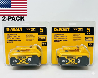#ad DEWALT 20V MAX XR 5 Ah Lithium Ion Battery Premium High Capacity DCB205 2 $75.99