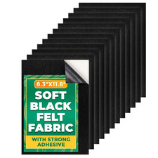 Black Felt Sheets 12 Pcs, Sticky-Back A4 Craft Fabric, 8.3 X 11.8